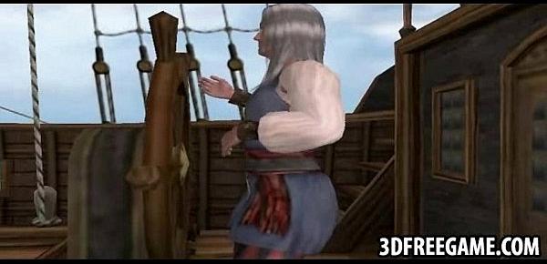  Hot blonde taked prisoner on ship gets fucked in 3D